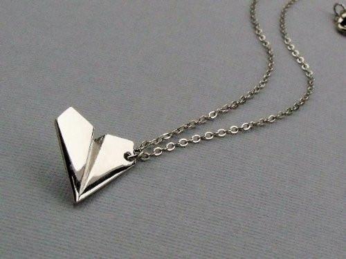 Sterling Silver Paper Airplane Charm Necklace