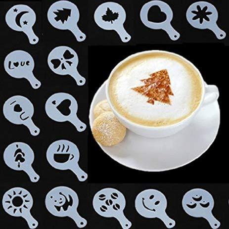 Top Gourmet Coffee Stencil Set 16 Pieces in Metal Storage Tin