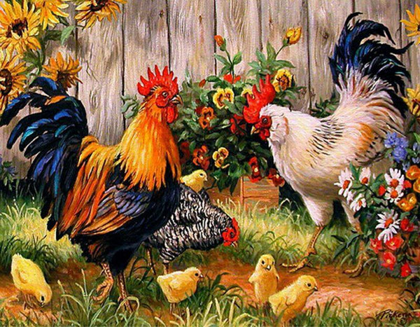 Chickens in the Garden - GemPaint™ Kit