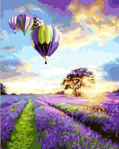 Hot Air Balloon Lavender Field - Van-Go Paint-By-Number Kit