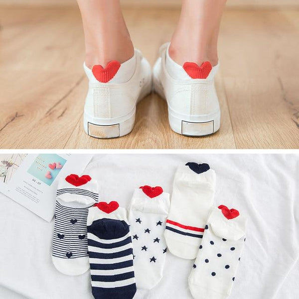 5 Set Heart Ankle Socks