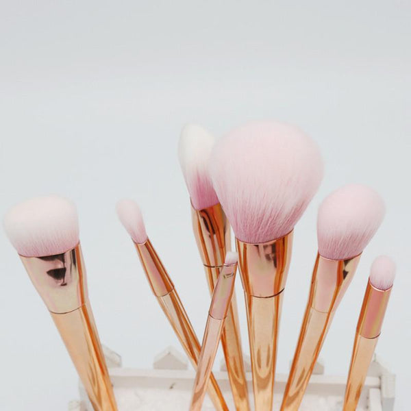 Rose Gold Contour Makeup Brushes - 7 Piece Set