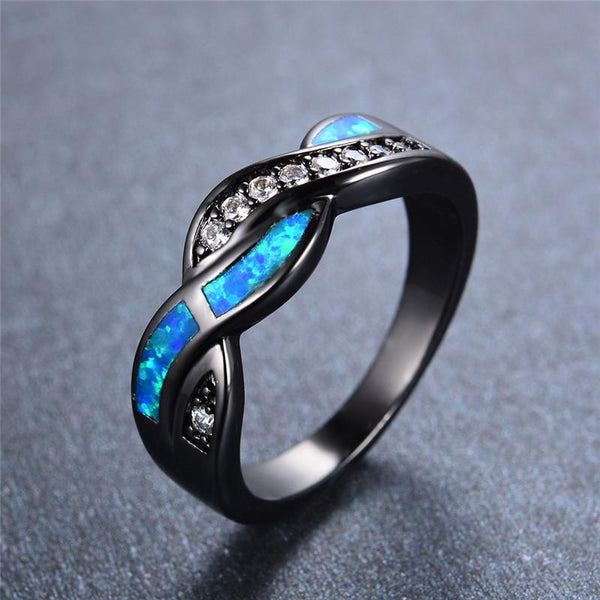 Ocean Blue Fire Opal Ring