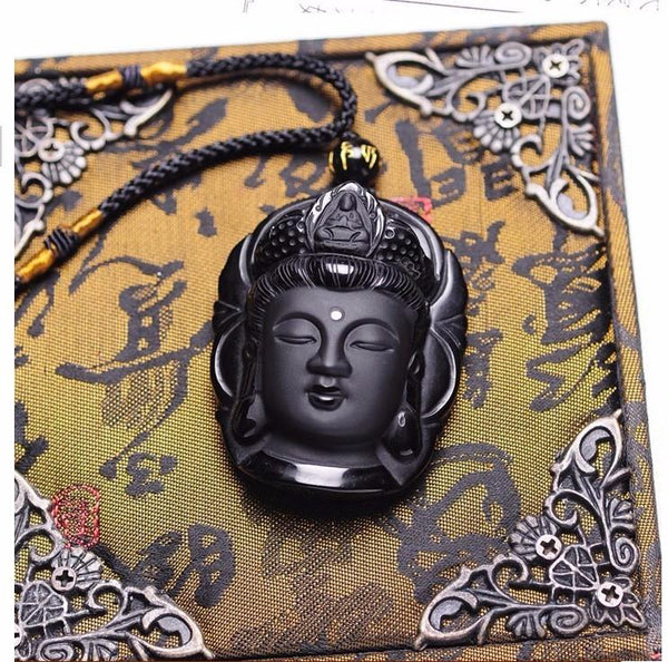 Obsidian Buddha Amulet