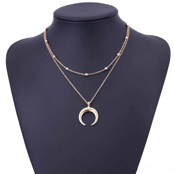 Multi Layered Crescent Moon Necklace