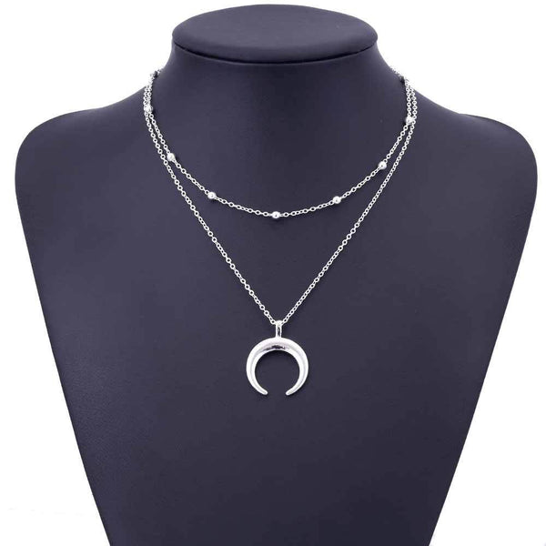 Multi Layered Crescent Moon Necklace