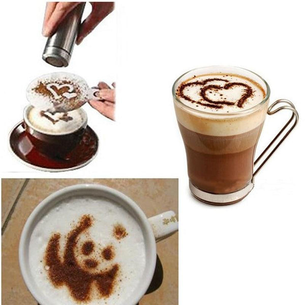 Moyisea Coffee Decoration Stencils, Latte Art Stencils, 16 Pack Coffee Art  Template with 1 Latte Art Pen, Reusable Barista Set Coffee