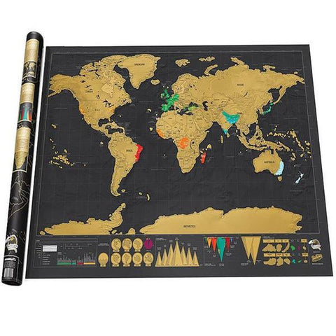 Wonderlust Scratch Off Map World Poster Deluxe Edition | Personalized  Scratch Off Map of The World | 33x23