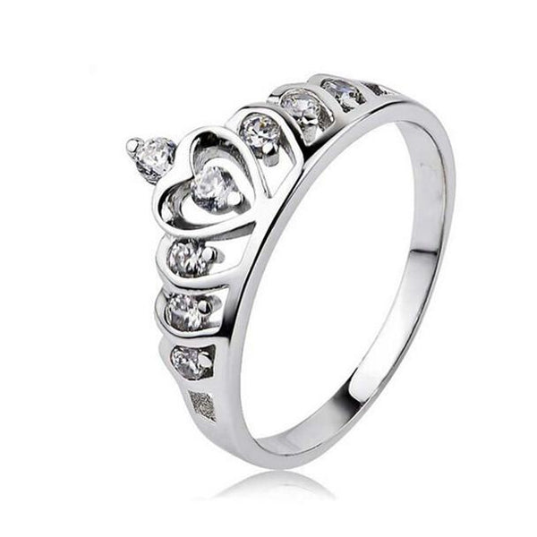 Silver Princess Crown 925 Austrian Crystal Ring