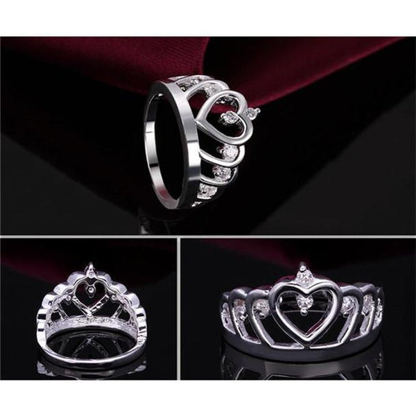 Silver Princess Crown 925 Austrian Crystal Ring