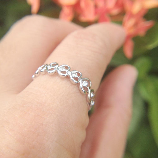 Crystal Heart Chain Ring