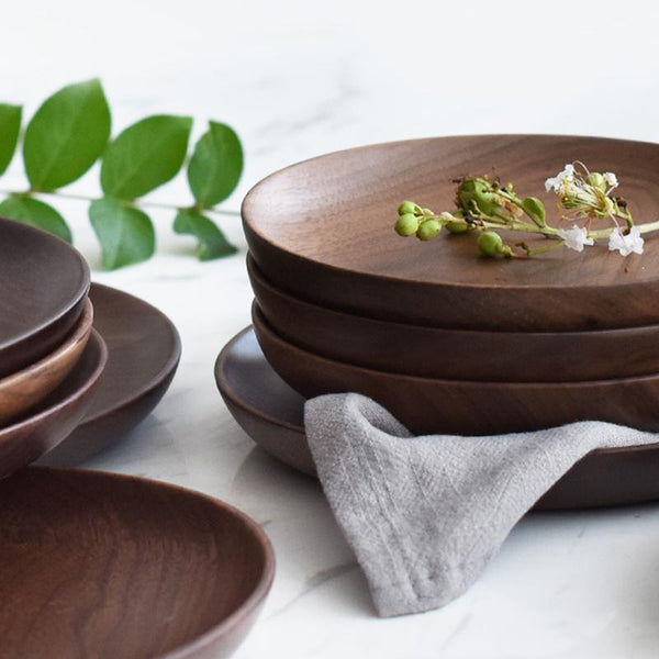 Hand-Made Round Natural Wooden Plates