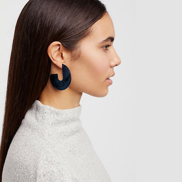 Nora - Flat Semi Hoop Earrings
