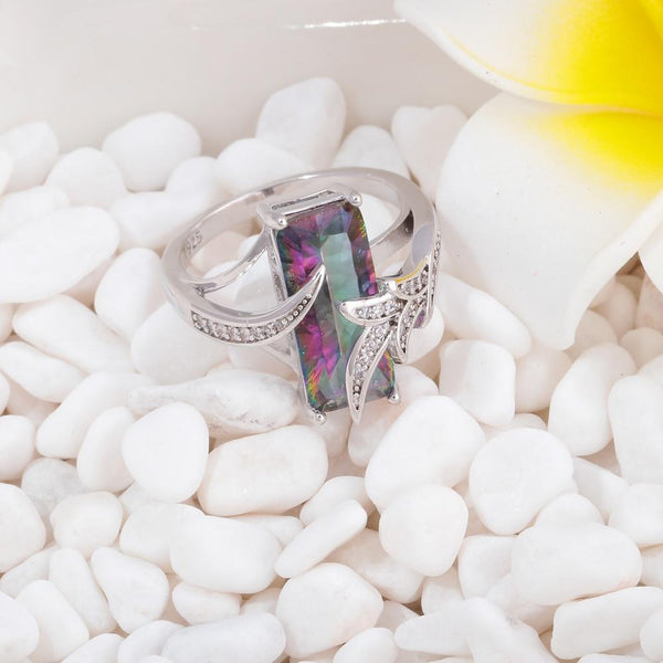 Mystic Topaz Silver Plated Ring