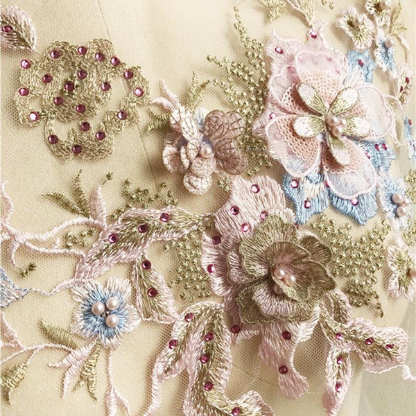Embroidered Beaded Flower Sew-able Patch