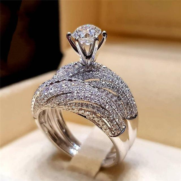Blonde Solitaire Wedding Ring Set with Lab Grown Diamonds | MiaDonna