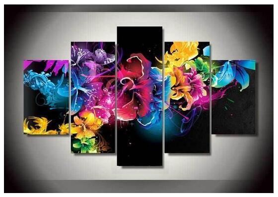 5 Piece Rainbow Hibiscus Flowers - GemPaint™ Kit