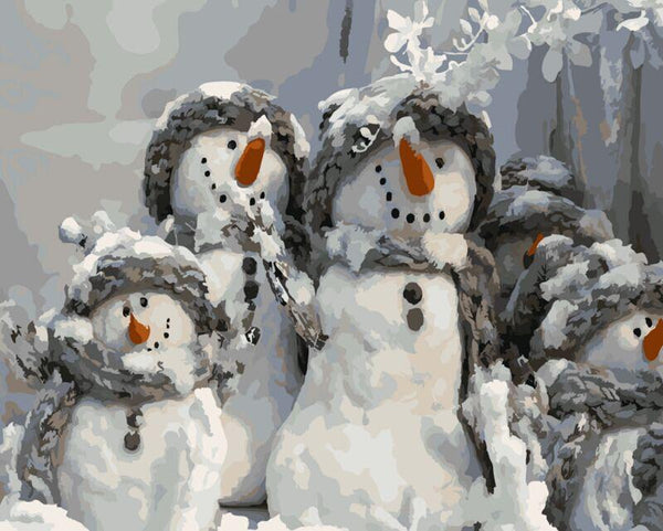 Joyful Snowman Family - Van-Go Paint-By-Number Kit